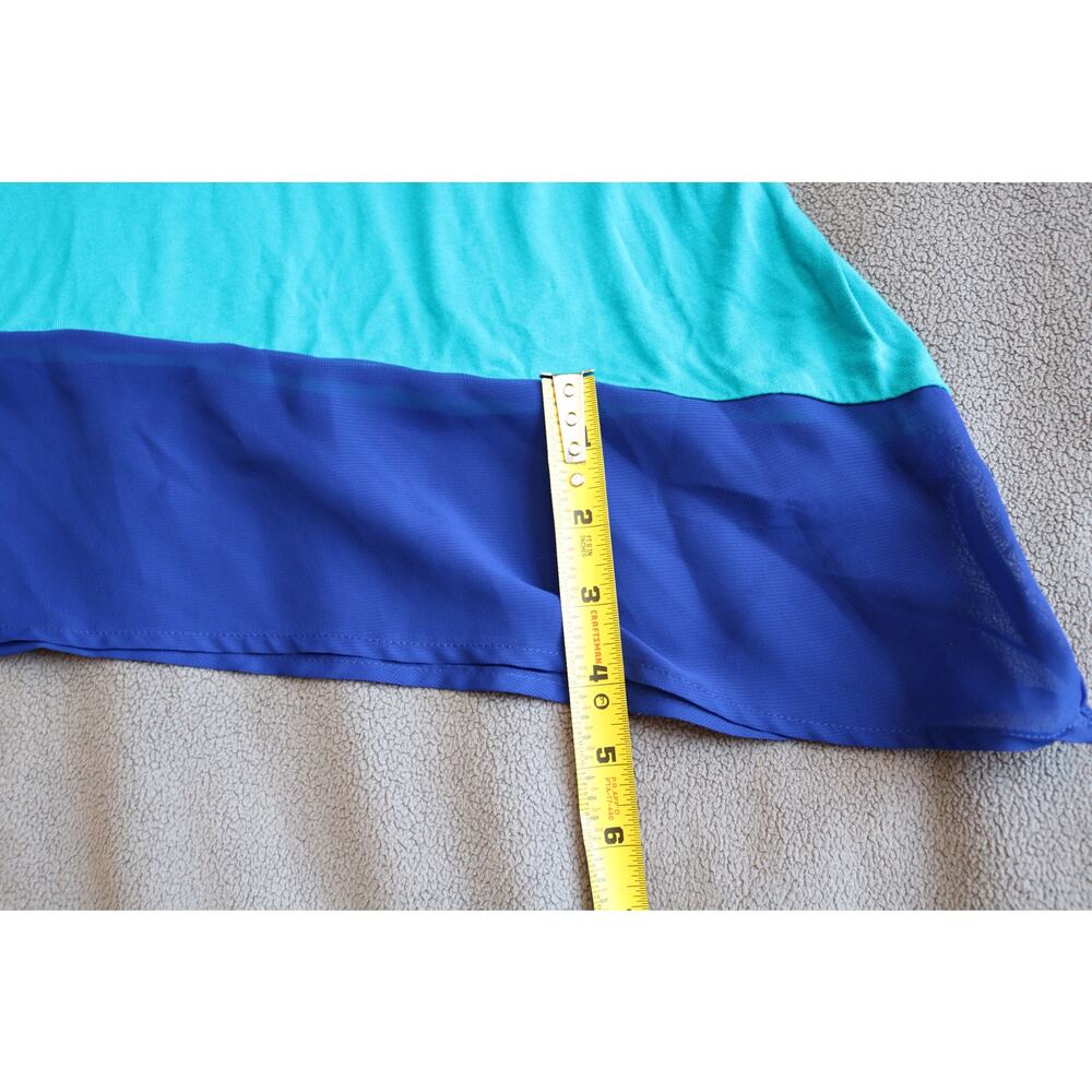 CALVIN KLEIN Dress Medium Aqua Blue Asymmetrical Sheer Ruffle Sleeveless Beach - Picture 15 of 16